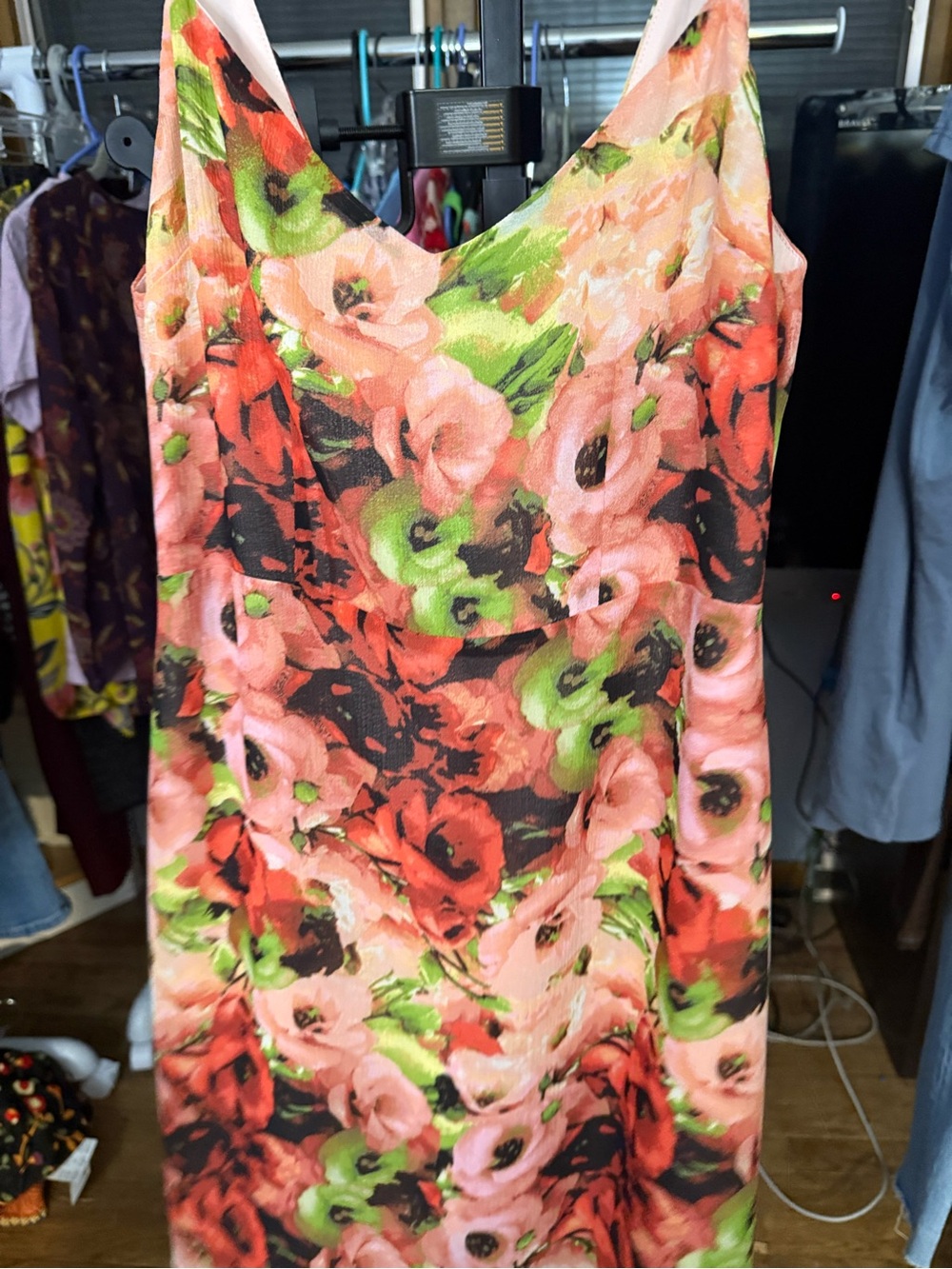BB Dakota Strapless Floral Slip Dress in Pink, Green & Black